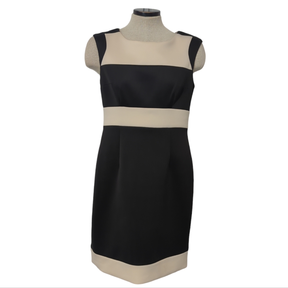 NY & Co. Sleeveless Black Ivory Block Dress Women's Size M Stretch-28